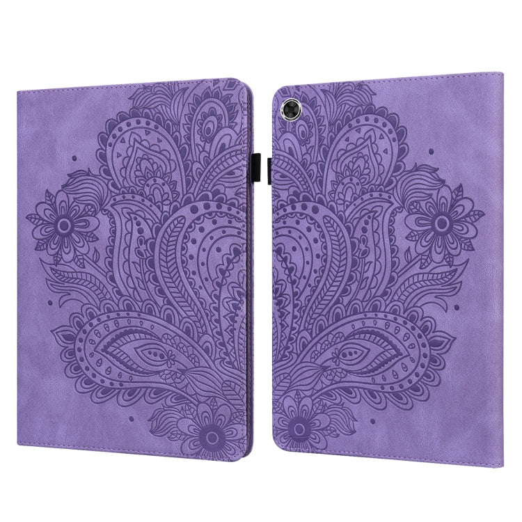 Custodia in pelle con motivo pavone per Samsung Galaxy Tab A8