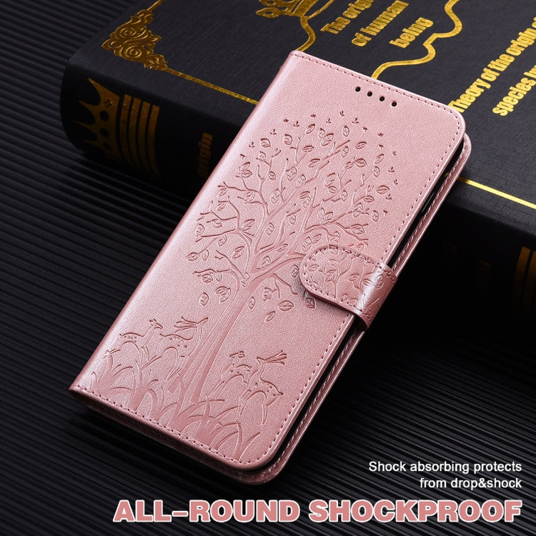 Custodia per telefono in pelle a vibrazione orizzontale con stampa pressata con motivo ad albero e cervo, For Google Pixel 5a 5G, For Google Pixel 6, For Google Pixel 6 Pro