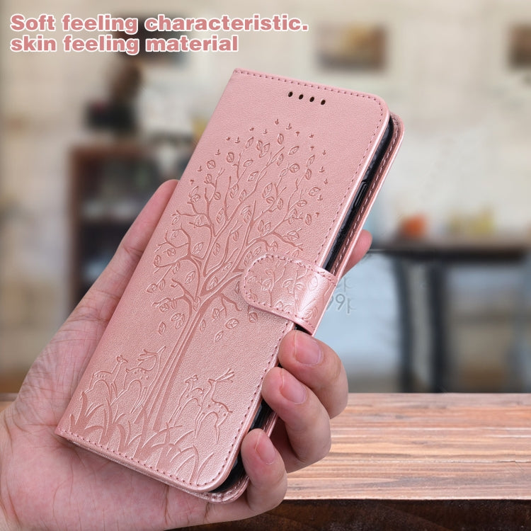 Custodia per telefono in pelle a vibrazione orizzontale con stampa pressata con motivo ad albero e cervo, For Google Pixel 5a 5G, For Google Pixel 6, For Google Pixel 6 Pro