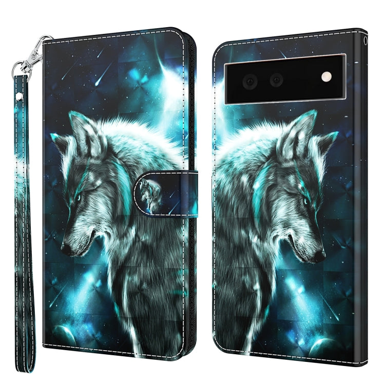 Modello di pittura 3D TPU + custodia per telefono in pelle PU, For Google Pixel 6a