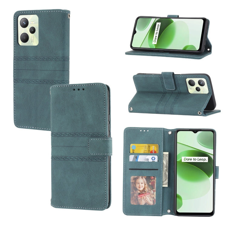 Custodia in pelle per telefono a conchiglia orizzontale con fibbia magnetica a righe in rilievo, For OPPO Find X5, For OPPO Find X5 Pro, For OPPO Realme 9 Pro+, For OPPO Realme C35