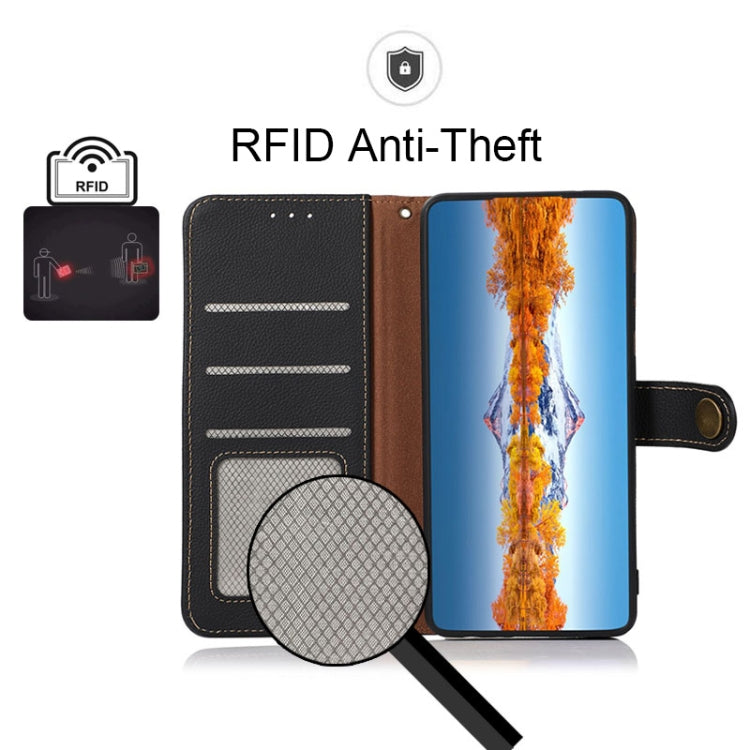 Custodia per telefono RFID KHAZNEH Custer in vera pelle, For vivo Y75 5G, For Sony Xperia 1 IV