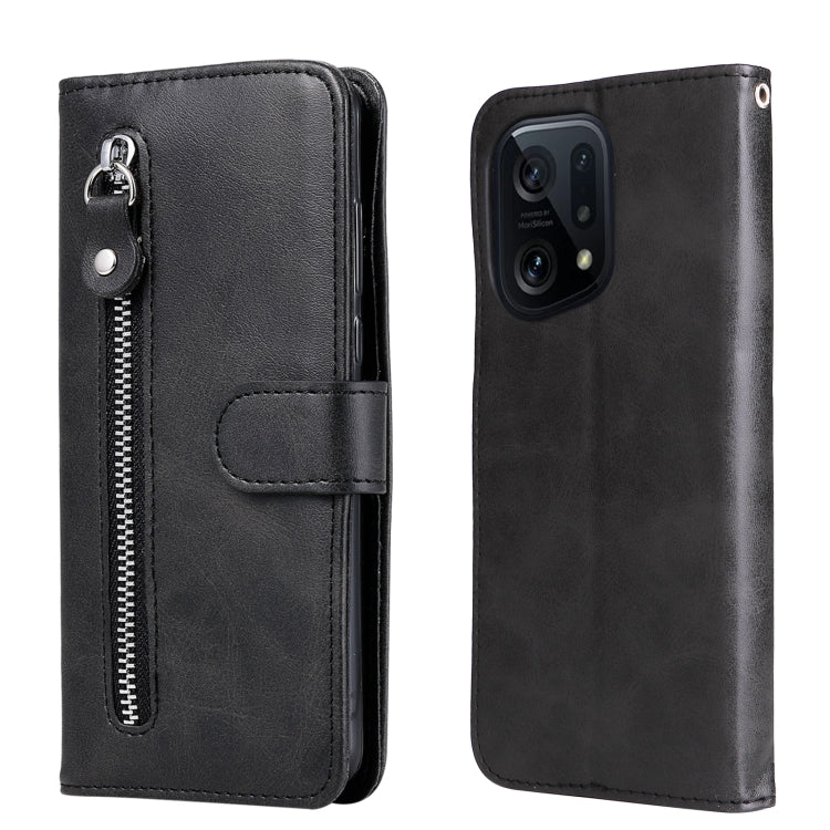 Custodia in pelle flip orizzontale con cerniera Fashion Calf Texture, For OPPO Find X5 Pro