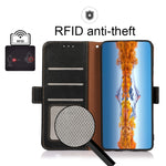 KHAZNEH Custodia per telefono RFID in vera pelle Litchi magnetica laterale, For Sony Xperia 10 IV, For Xiaomi Redmi Note 11E / Redmi 10 5G