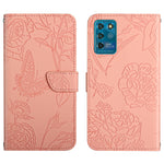 Custodia per cellulare in pelle goffrata con peonia a farfalla, For ZTE Libero 5G II, For ZTE Blade V30 Vita