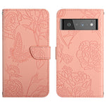 Custodia per cellulare in pelle goffrata con peonia a farfalla, For Google Pixel 6, For Google Pixel 6 Pro, For Google Pixel 6a, For Google Pixel 7 5G