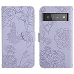 Custodia per cellulare in pelle goffrata con peonia a farfalla, For Google Pixel 6, For Google Pixel 6 Pro, For Google Pixel 6a, For Google Pixel 7 5G