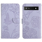 Custodia per cellulare in pelle goffrata con peonia a farfalla, For Google Pixel 6, For Google Pixel 6 Pro, For Google Pixel 6a, For Google Pixel 7 5G