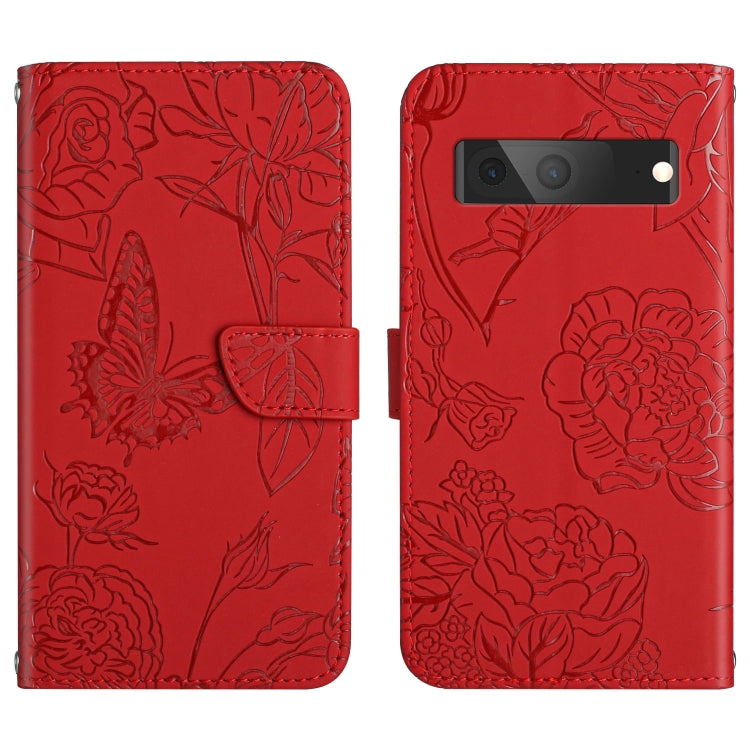 Custodia per cellulare in pelle goffrata con peonia a farfalla, For Google Pixel 6, For Google Pixel 6 Pro, For Google Pixel 6a, For Google Pixel 7 5G