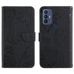 Custodia per cellulare in pelle goffrata con peonia a farfalla, For Sharp Aquos Wish SHG06, For Sharp Simple Sumaho 6, For Sharp Aquos V6 / V6 Plus, For Kyocera Android One S9