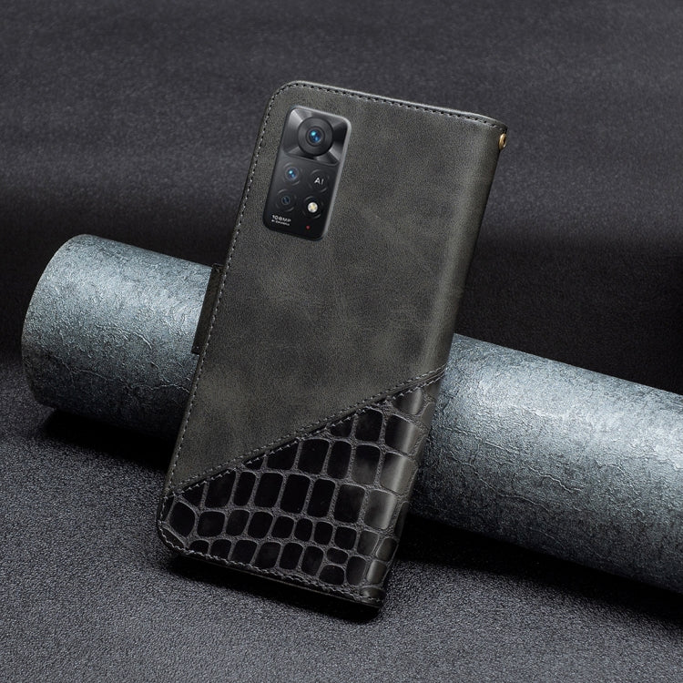 Custodia in pelle con texture coccodrillo in tinta, For Xiaomi Redmi Note 11 Pro International