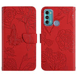 Custodia per cellulare in pelle goffrata con peonia a farfalla, For Motorola Moto G60, For Motorola Moto G60s, For Motorola Moto G71, For Motorola Moto G200 5G