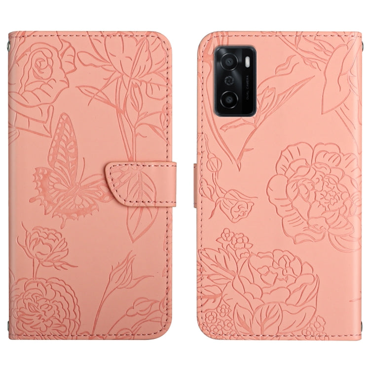 Custodia per cellulare in pelle goffrata con peonia a farfalla, For OPPO A55s, For OPPO A91, For OPPO A93s, For OPPO A94 4G