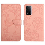 Custodia per cellulare in pelle goffrata con peonia a farfalla, For OPPO A55s, For OPPO A91, For OPPO A93s, For OPPO A94 4G