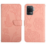 Custodia per cellulare in pelle goffrata con peonia a farfalla, For OPPO A55s, For OPPO A91, For OPPO A93s, For OPPO A94 4G