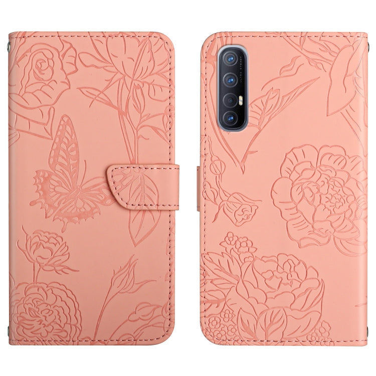 Custodia per cellulare in pelle goffrata con peonia a farfalla, For OPPO Reno2 Z / F, For OPPO Reno3 Pro, For OPPO Reno4 5G, For OPPO Reno4 Pro