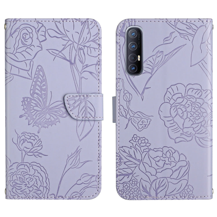 Custodia per cellulare in pelle goffrata con peonia a farfalla, For OPPO Reno2 Z / F, For OPPO Reno3 Pro, For OPPO Reno4 5G, For OPPO Reno4 Pro
