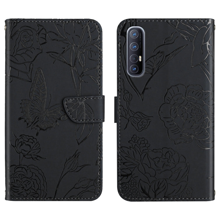 Custodia per cellulare in pelle goffrata con peonia a farfalla, For OPPO Reno2 Z / F, For OPPO Reno3 Pro, For OPPO Reno4 5G, For OPPO Reno4 Pro