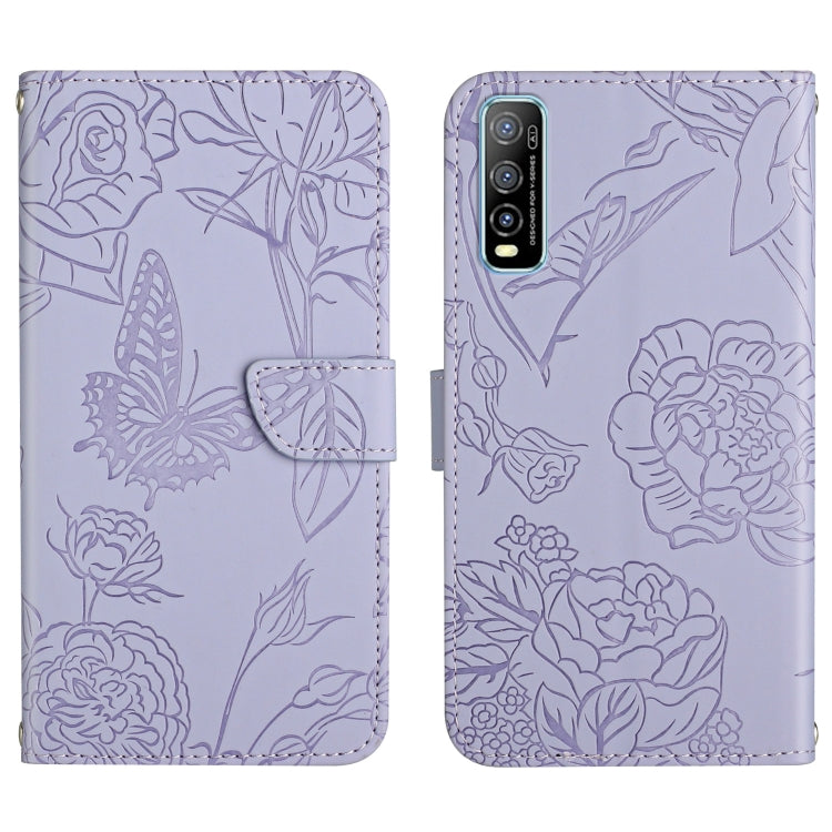 Custodia per cellulare in pelle goffrata con peonia a farfalla, For vivo Y51 2020, For vivo Y70s, For vivo Y72 5G
