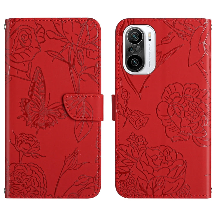 Custodia per cellulare in pelle goffrata con peonia a farfalla, For Xiaomi Redmi K40, For Xiaomi Redmi Note 7, For Xiaomi Redmi Note 8, For Xiaomi Redmi Note 8 Pro