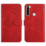 Custodia per cellulare in pelle goffrata con peonia a farfalla, For Xiaomi Redmi K40, For Xiaomi Redmi Note 7, For Xiaomi Redmi Note 8, For Xiaomi Redmi Note 8 Pro