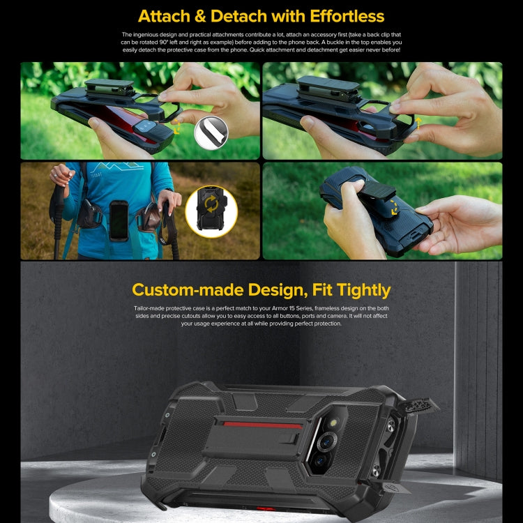 Custodia Ulefone Power Armor 15 con clip e moschettone