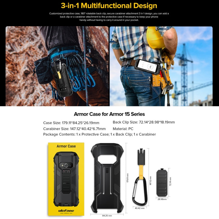 Custodia Ulefone Power Armor 15 con clip e moschettone