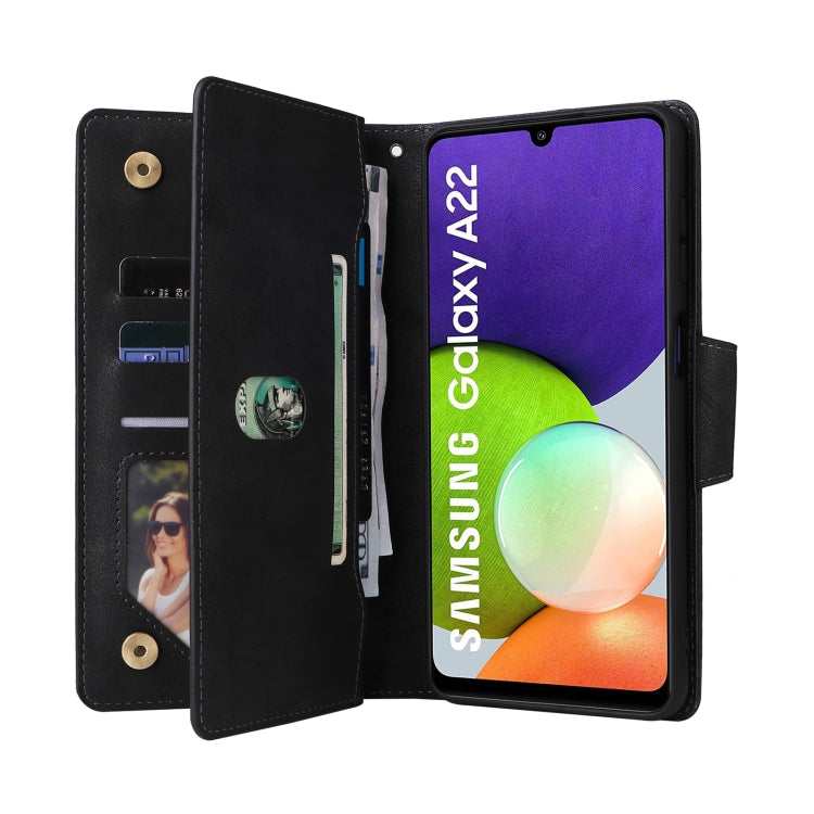 Custodia portafoglio in pelle con 9 slot carte per Galaxy A22