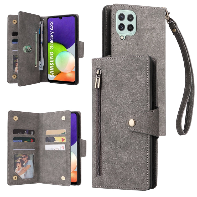 Custodia portafoglio in pelle con 9 slot carte per Galaxy A22