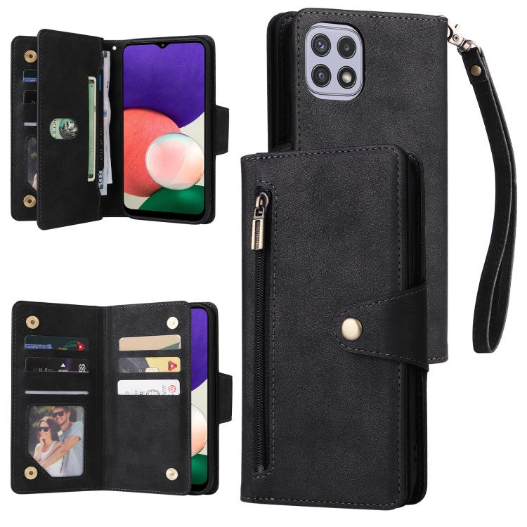 Custodia portafoglio in pelle con 9 slot carte per Galaxy A22