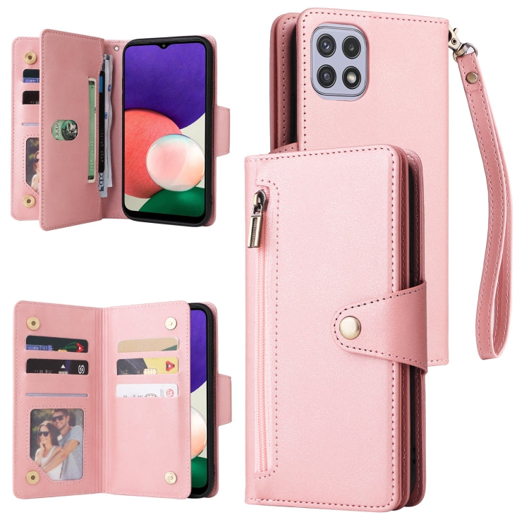 Custodia portafoglio in pelle con 9 slot carte per Galaxy A22