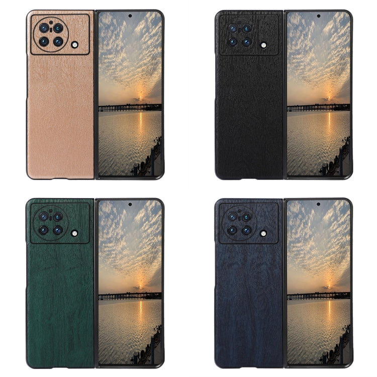 Custodia per telefono in PU con struttura in legno, For vivo X Fold Precise Hole