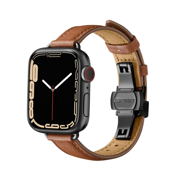 Cinturino in pelle con fibbia a farfalla per Apple Watch