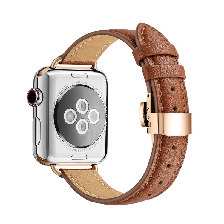 Cinturino in pelle con fibbia a farfalla per Apple Watch
