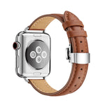 Cinturino in pelle con fibbia a farfalla per Apple Watch
