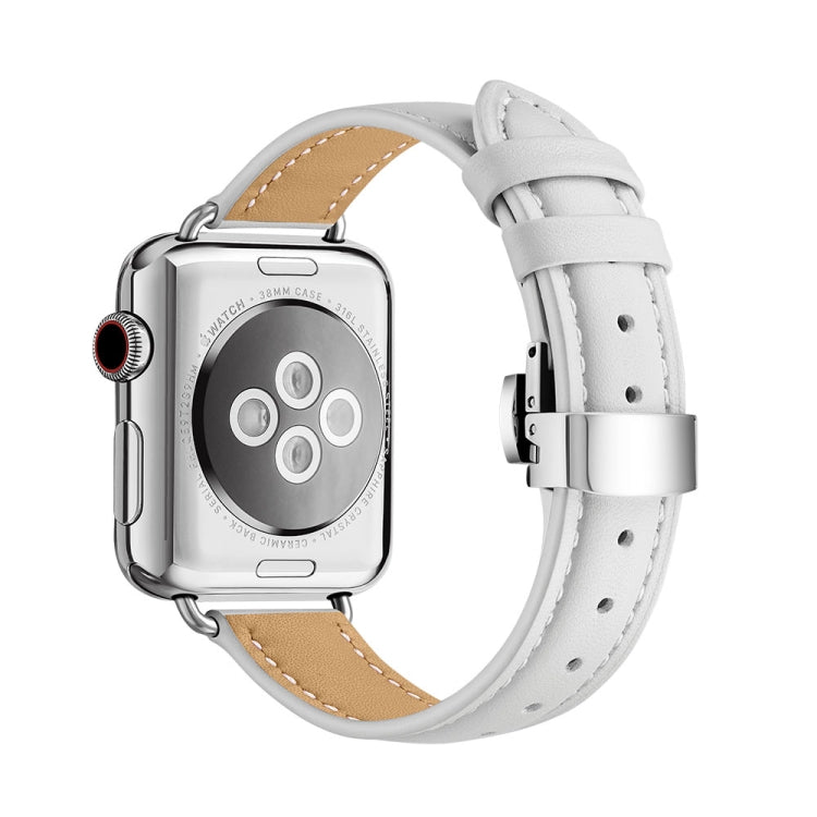 Cinturino in pelle con fibbia a farfalla per Apple Watch