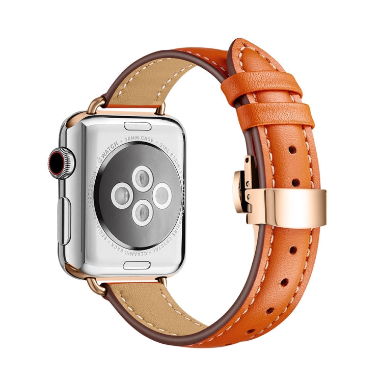 Cinturino in pelle con fibbia a farfalla per Apple Watch