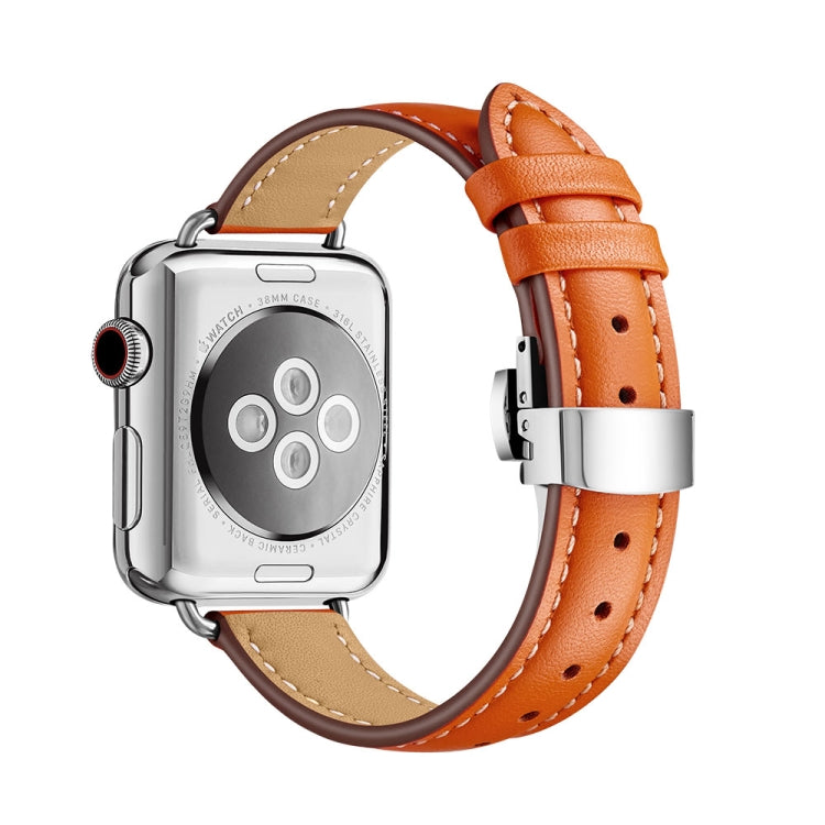 Cinturino in pelle con fibbia a farfalla per Apple Watch