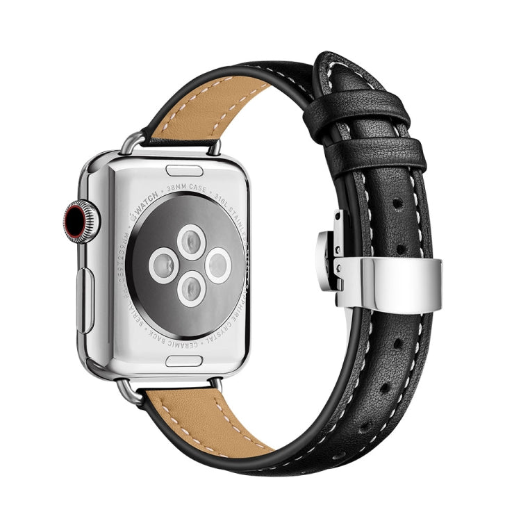 Cinturino in pelle con fibbia a farfalla per Apple Watch