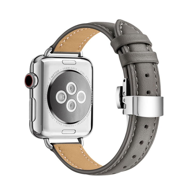 Cinturino in pelle con fibbia a farfalla per Apple Watch