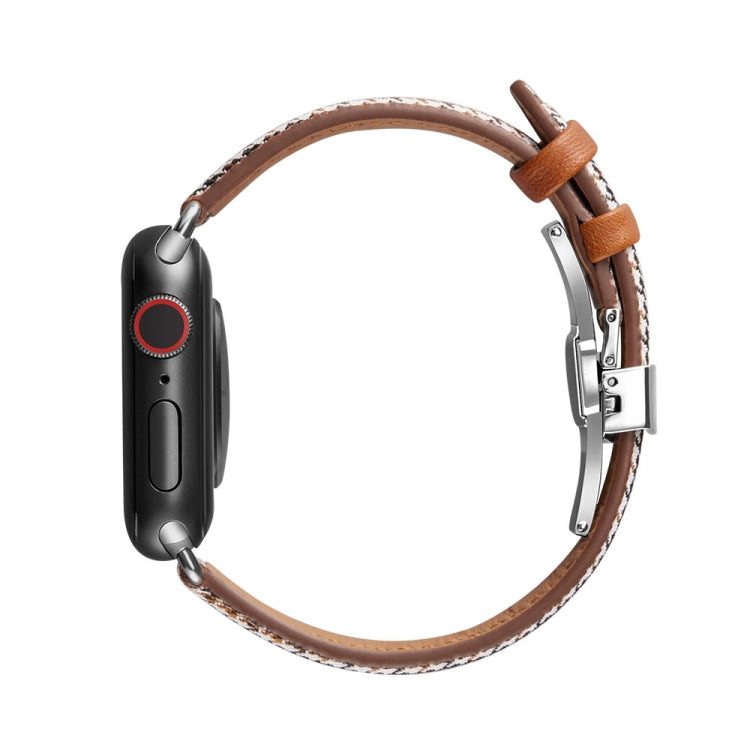 Cinturino in pelle con fibbia a farfalla per Apple Watch