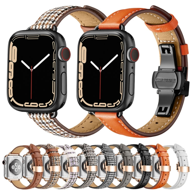 Cinturino in pelle con fibbia a farfalla per Apple Watch