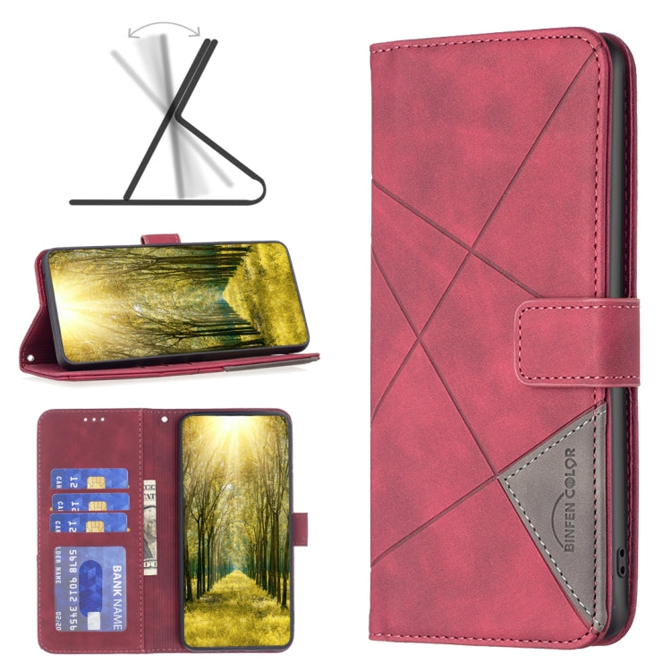 BF05 Custodia per telefono in pelle con struttura a rombo con fibbia magnetica, For Motorola Moto G71 5G, For OPPO Reno7 5G/Find X5 Lite, For OPPO Realme C31, For Infinix Hot 11s/Hot 11T
