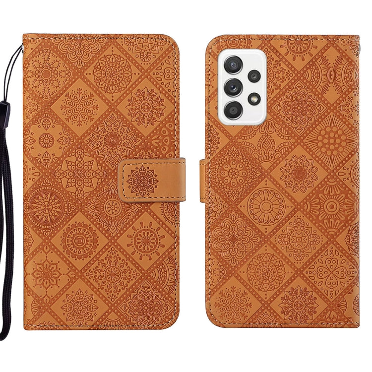 Custodia per cellulare in pelle con motivo goffrato stile etnico, For Samsung Galaxy A73 5G, For Samsung Galaxy S22+ 5G, For Samsung Galaxy S22 Ultra 5G