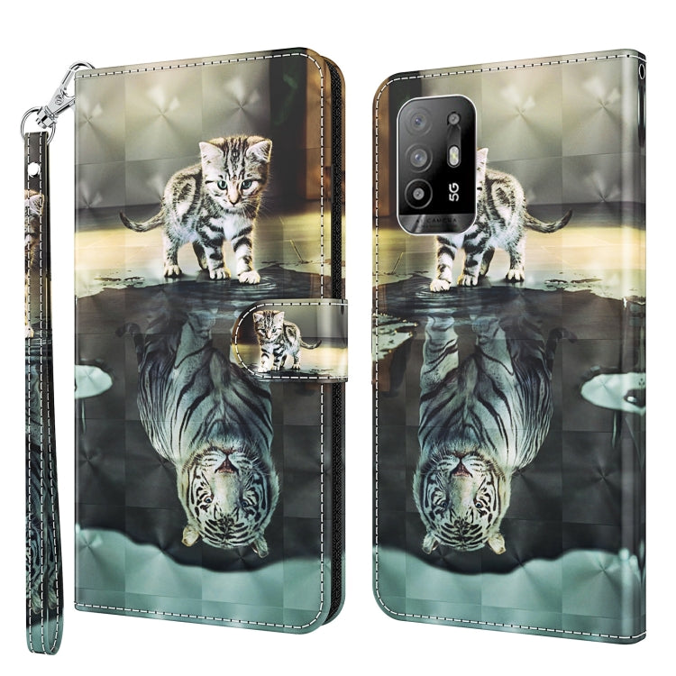 Custodia pelle flip con pittura 3D per OPPO A94 5G e A95 5G