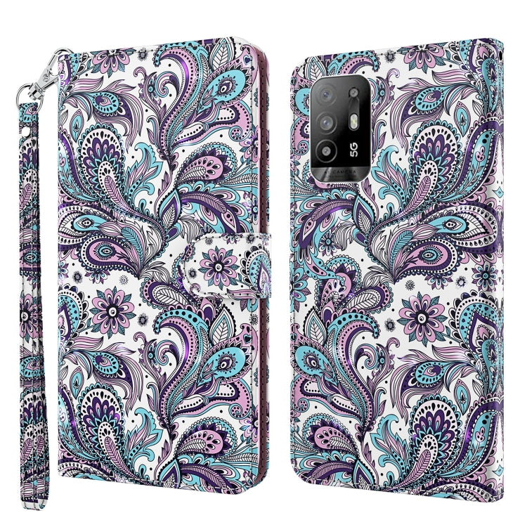 Custodia pelle flip con pittura 3D per OPPO A94 5G e A95 5G