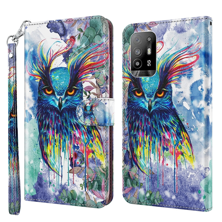 Custodia pelle flip con pittura 3D per OPPO A94 5G e A95 5G