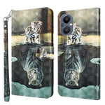 Custodia pelle flip con pittura 3D per OPPO A94 5G e A95 5G
