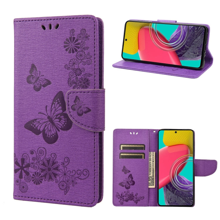 Custodia per telefono in pelle goffrata farfalla, For Samsung Galaxy M53 5G