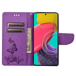 Custodia per telefono in pelle goffrata farfalla, For Samsung Galaxy M53 5G